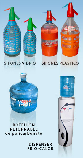 Agua embotellada, sodas, dispensers de agua